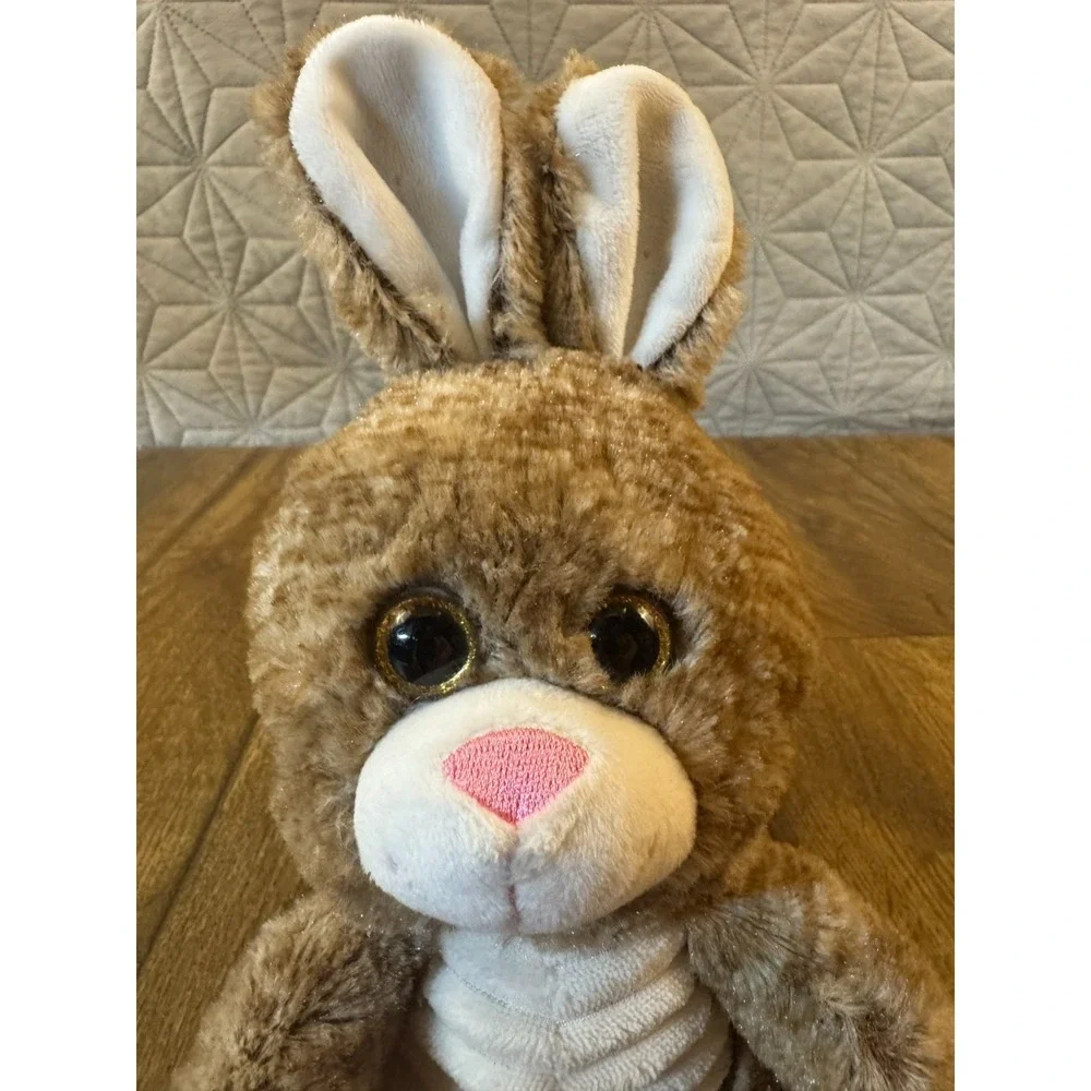 Walmart Plush Bunny‎ Rabbit Brown 11 Inch White Ribbed Sitting Easter Stuffed